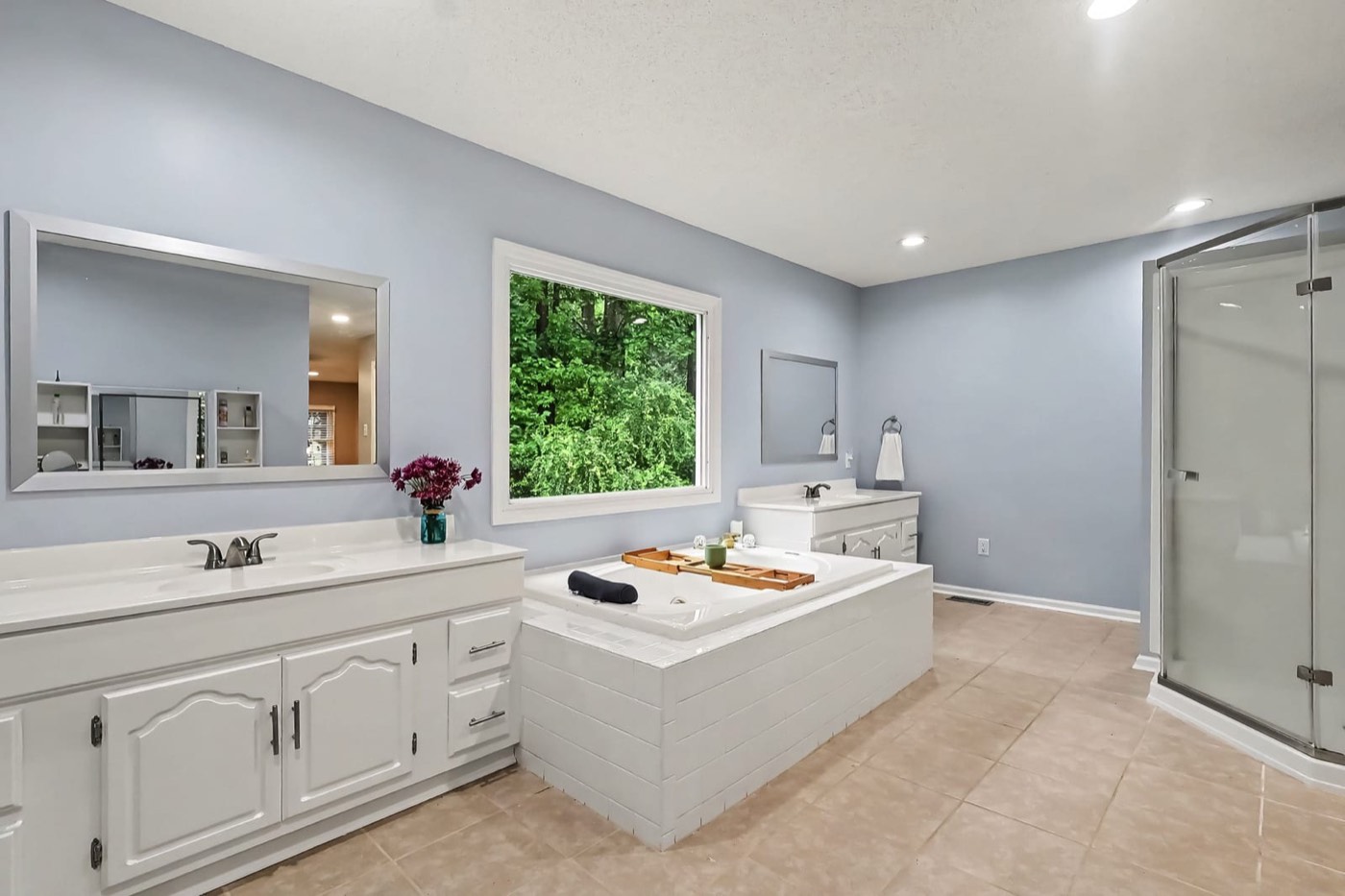 Primary bath with soaker tub and double vanity
